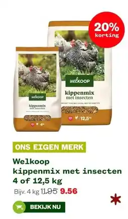 Welkoop Welkoop kippenmix met insecten 4 of 12,5 kg aanbieding