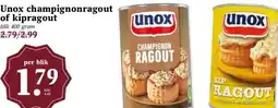 MCD Supermarkt Unox champignonragout of kipragout aanbieding