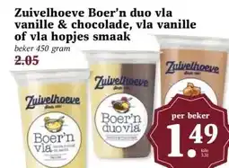 MCD Supermarkt Zuivelhoeve Boer'n duo vla vanille & chocolade, vla vanille of vla hopjes smaak aanbieding