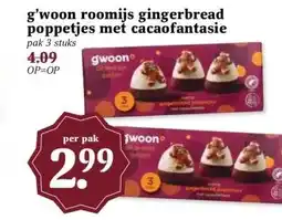 MCD Supermarkt g'woon roomijs gingerbread poppetjes met cacaofantasie aanbieding