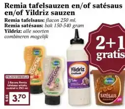 MCD Supermarkt Remia tafelsauzen en/of satésaus en/of Yildriz sauzen aanbieding