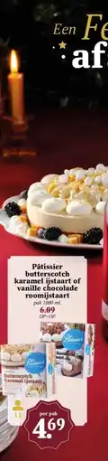 MCD Supermarkt Pâtissier butterscotch karamel ijstaart of vanille chocolade roomijstaart aanbieding