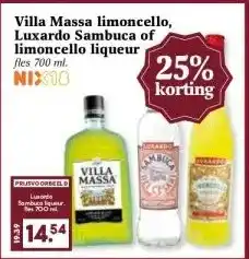 MCD Supermarkt Villa Massa limoncello, Luxardo Sambuca of limoncello liqueur aanbieding