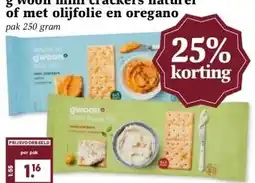 MCD Supermarkt g'woon mini crackers naturel of met olijfolie en oregano aanbieding