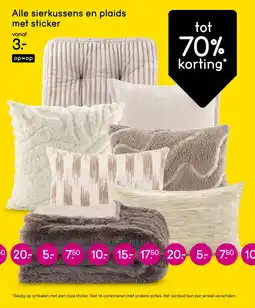 Leen Bakker Alle sierkussens en plaids met sticker aanbieding
