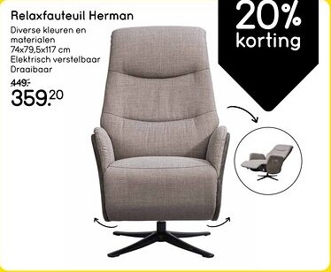 Leen Bakker Relaxfauteuil Herman aanbieding