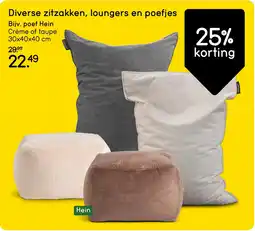 Leen Bakker Diverse zitzakken, loungers en poefjes aanbieding