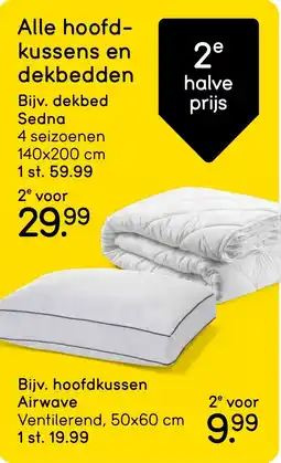 Leen Bakker Alle hoofd- kussens en dekbedden aanbieding