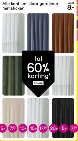 Leen Bakker Alle kant-en-klaar gordijnen met sticker aanbieding