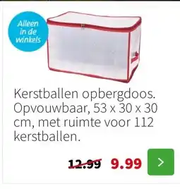 Intratuin Kerstballen opbergdoos. Opvouwbaar, 53 x 30 x 30 cm, met ruimte voor 112 kerstballen. aanbieding