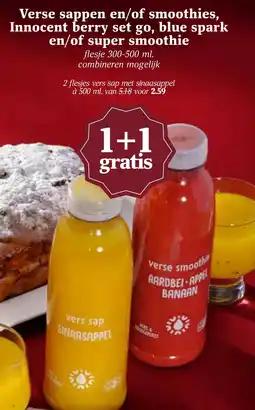 Coop Verse sappen en/of smoothies, Innocent berry set go, blue spark en/of super smoothie aanbieding