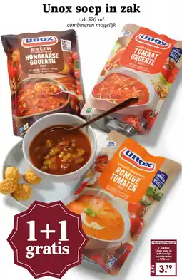 Coop Unox soep in zak aanbieding