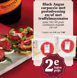 Coop Black Angus carpaccio met pestodressing en/of met truffelmayonaise aanbieding