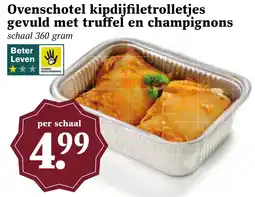 Coop Ovenschotel kipdijfiletrolletjes gevuld met truffel en champignons aanbieding