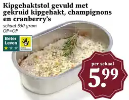 Coop Kipgehaktstol gevuld met gekruid kipgehakt, champignons en cranberry's aanbieding