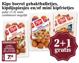 Coop Kips borrel gehaktballetjes, kipdijspiesjes en/of mini kipfrietjes aanbieding