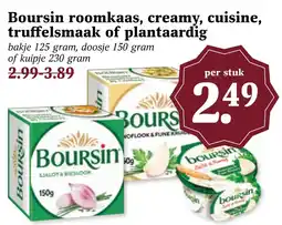 Coop Boursin roomkaas, creamy, cuisine, truffelsmaak of plantaardig aanbieding