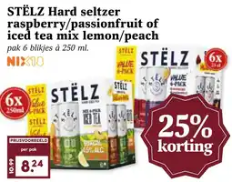 Coop STËLZ Hard seltzer raspberry/passionfruit of iced tea mix lemon/peach aanbieding