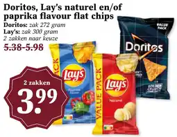 Coop Doritos, Lay's naturel en/of paprika flavour flat chips aanbieding