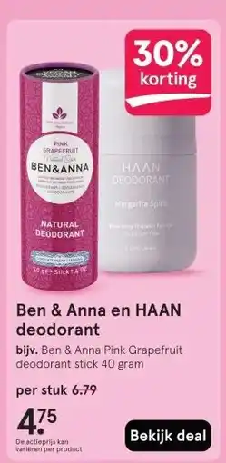 Etos Ben & Anna en HAAN deodorant aanbieding