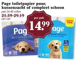 Coop Page toiletpapier puur, kussenzacht of compleet schoon aanbieding