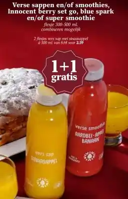 Boon`s Markt Verse sappen en/of smoothies, Innocent berry set go, blue spark en/of super smoothie aanbieding