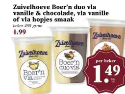 Boon`s Markt Zuivelhoeve Boer'n duo vla vanille & chocolade, vla vanille of vla hopjes smaak aanbieding