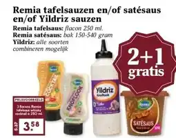 Boon`s Markt Remia tafelsauzen en/of satésaus en/of Yildriz sauzen aanbieding