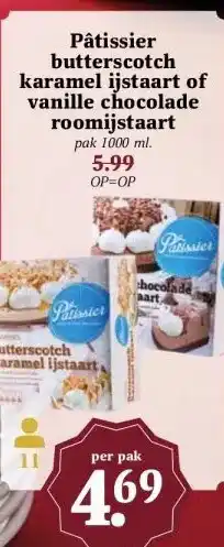 Boon`s Markt Pâtissier butterscotch karamel ijstaart of vanille chocolade roomijstaart aanbieding