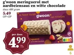 Boon`s Markt g'woon meringuerol met aardbeiensaus en witte chocolade aanbieding
