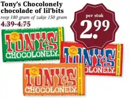 Boon`s Markt Tony's Chocolonely chocolade of lil'bits aanbieding