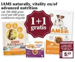Boon`s Markt IAMS naturally, vitality en/of advanced nutrition aanbieding