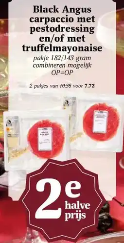 Boon`s Markt Black Angus carpaccio met pestodressing en/of met truffelmayonaise aanbieding