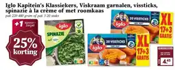 Boon`s Markt Iglo Kapitein's Klassiekers, Viskraam garnalen, vissticks, spinazie à la crème of met roomkaas aanbieding
