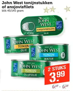 Coop John West tonijnstukken of ansjovisfilets aanbieding
