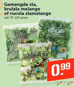 Coop Gemengde sla, krulsla melange of rucola slamelange aanbieding