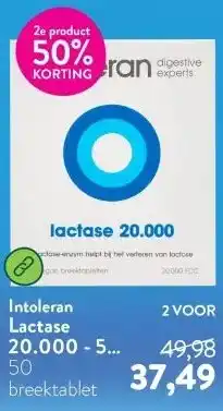 Holland & Barrett Lactase 20.000 - 50 breektabletten aanbieding