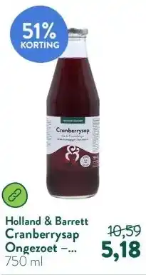 Holland & Barrett Cranberrysap Ongezoet – 750ml aanbieding