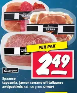 Nettorama Spaanse tapasmix, jamon serrano of Italiaanse antipastimix aanbieding