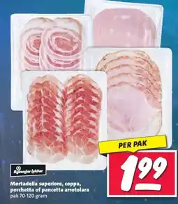 Nettorama Mortadella superiore, coppa, porchetta of pancetta arrotolara aanbieding