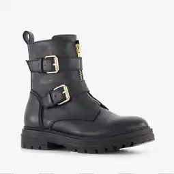 Scapino Groot leren meisjes biker boots zwart aanbieding