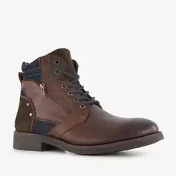 Scapino Van Beers leren veterboots bruin blauw aanbieding