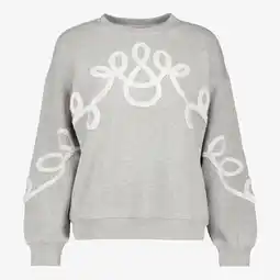 Scapino TwoDay dames sweater met borduursels grijs wit aanbieding