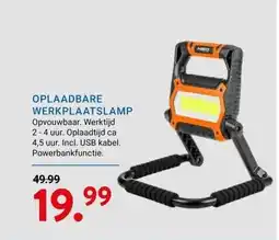 Kluswijs OPLAADBARE WERKPLAATSLAMP aanbieding