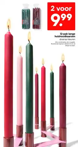 HEMA 12-pak lange huishoudkaarsen aanbieding