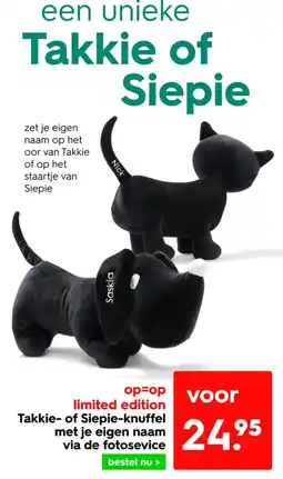 HEMA Takkie of Siepie-knuffel met je eigen naam via de fotosevice aanbieding