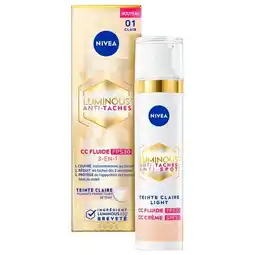 Trekpleister NIVEA Luminous630 Anti-spot SPF30 01 Light 3-in-1 CC Crème aanbieding