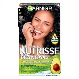 Trekpleister Garnier NutrisseUltra Crème 1 Zwart Permanente Haarkleuring aanbieding