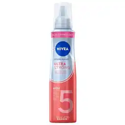 Trekpleister NIVEA Hold 5 Ultra Strong Styling Haarmousse aanbieding