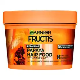 Trekpleister Garnier Fructis Color Repairing Papaya Hair Food 3-in-1 Haarmasker aanbieding